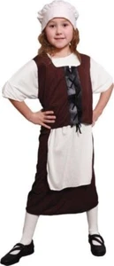 Girls Medieval Poor Tudor Peasant Fancy Dress Costume - Picture 1 of 1