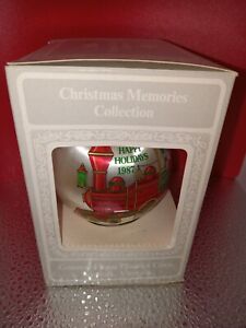 Tree Ornament Christmas Memories Unbreakable Satin Ball 1987 Santa Model T Car .