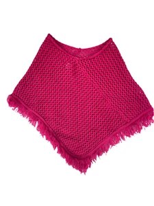 Star City Girl Size M Poncho Shaw Pink With Fringes - Picture 1 of 6