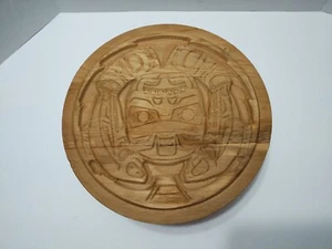 Pacific NW Salish Native Cedar Container Carved Wood Signed By Artist 10" Wide - Picture 1 of 23