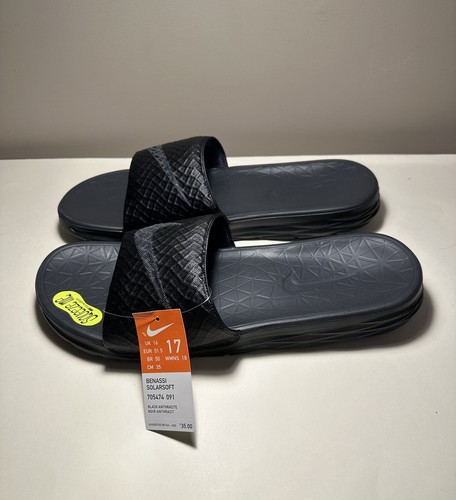 Sandali da uomo Nike Benassi Solarsoft taglia 17 slides neri antracite 705474 091