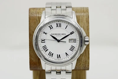 Reloj Raymond Weil Geneve de acero inoxidable 42 mm esfera blanca cristal de zafiro 5578 Foto 1 de 4