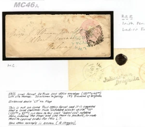 GB IRELAND Cover PENNY PINK Rare LADIES ENVELOPE Julianstown Drogheda 1855 MC46a - Picture 1 of 12