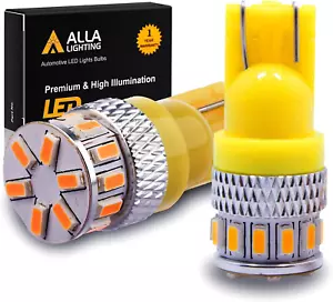 Alla Lighting T10 Wedge 168 194 LED Bulbs, Amber Yellow Super Bright 360° Side M - Picture 1 of 12