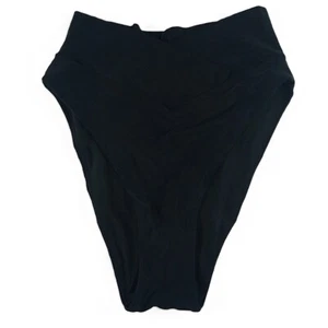 Aerie Crossover High Cut Cheeky Bikini Bottom Women's Size XS True Black Swim - Picture 1 of 6