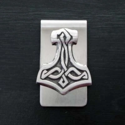 Thor's Hammer Men's Beautiful Classic Solid 935 Argentium Silver Money Clip - Image 1 of 4