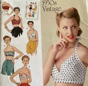 Sew Ptn Simplicity 1426 / 0589~Retro '50s-look BRA TOP~14-16-18-20-22~Uncut~SEE! - Picture 1 of 1