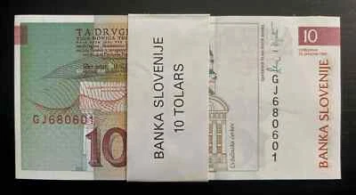 Slovenia 10 TOLARJEV P-11 1992 x 100 Pcs Lot BUNDLE Pre Euro UNC Slovenian NOTE - Image 1 of 4