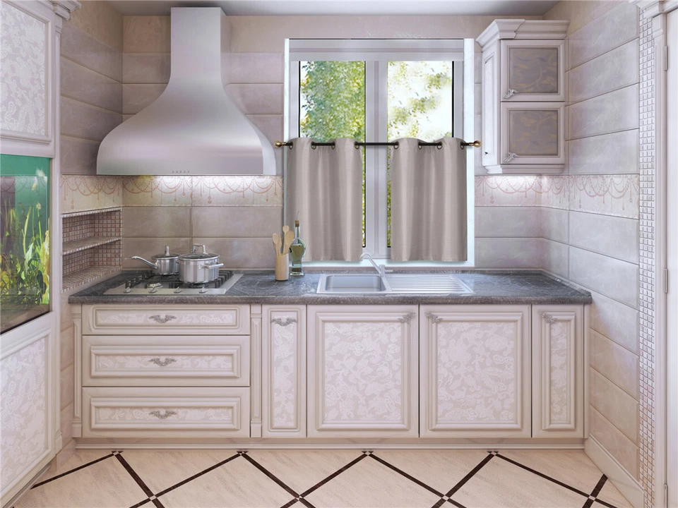 JUEGO DE 2 PIEZAS PANEL DE COCINA FORRADO RESPALDO VENTANA CORTINA CORTINA SÓLIDA 36" LARGO D24 Foto 1 de 1