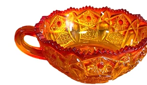 Vintage Cut Glass Amberina Glassware one handle candy dish serving bowl soup - Picture 1 of 8