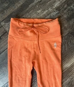 Free People High Rise Leggings Orange Peach Drawstring XS/S Gym Activewear - Picture 1 of 7