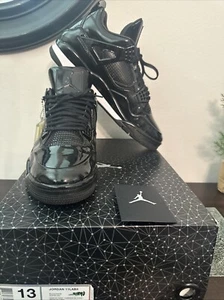 Size 13- Air Jordan 4 Retro 11Lab4 - Black Patent Leather! - Picture 1 of 10