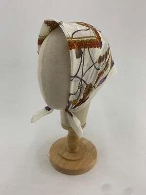 Pañuelo vintage Celine blanco borla pañuelo pañuelo pañuelo cuadrado envolvente Foto 1 de 4