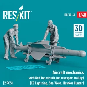 Reskit RSF48-0044 1:48 Mecánico de aeronaves con carro de transporte de misiles Red Top - Imagen 1 de 1