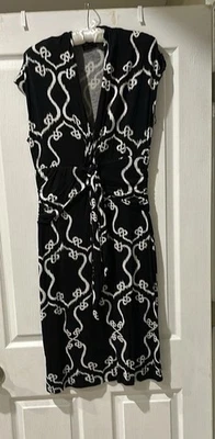 Max & Cleo Women's Graphic Print Short Sleeve Wrap Dress Size M Black And White - Image 1 of 4