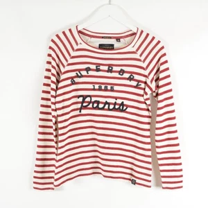 Superdry Women's Long Sleeve T-shirt Size M Medium Purple/white Striped - Picture 1 of 5