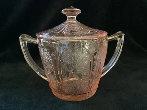 Vintage - Jeannette Glass Co. "Fiore di ciliegio" rosa zucchero/coperchio - Foto 1 di 4