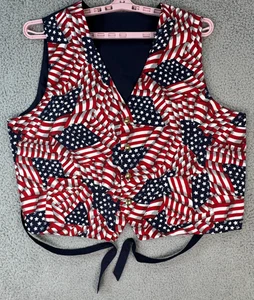 Patriotische Weste mit amerikanischer Flagge Herren Handarbeit Goldknöpfe passt wie XXL - Bild 1 von 10