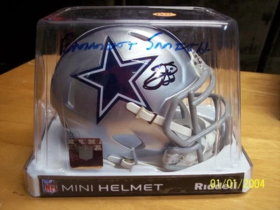 MINI CASCO AUTO FIRMADO POR EMMITT SMITH DALLAS COWBOYS CERTIFICADO DE AUTENTICIDAD SALÓN DE LA FAMA Foto 1 de 4