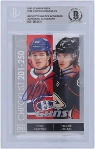 Cole Caufield & Trevor Zegras Signed 2021-22 Upper Deck #250 BAS Rookie Card - Picture 1 of 3