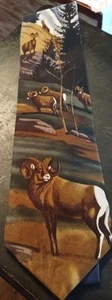 Big Horned Sheep WWF 100% Imported Silk TIE #161 53 Inches EUC Beautiful!! - Picture 1 of 7
