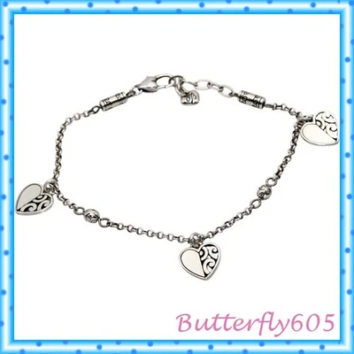 Brighton Deco Heart Silver Flower Retired Anklet - Image 1 of 4