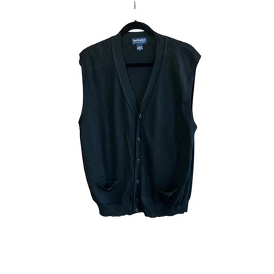 Paul Fredrick Men's Black  Merino Wool Cardigan Sweater Vest Size XL - Image 1 of 4