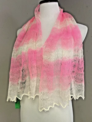 Bufanda Mantón Mohair Vintage Años 70 Rayas Rosa Caliente Nueva en Caja Nuevo de Lote Antiguo Neiman Marcus Foto 1 de 4