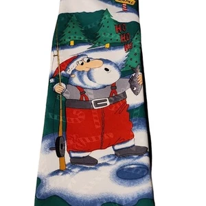 Hallmark Yule Tie Greetings Tie Santa Fishing - Picture 1 of 4