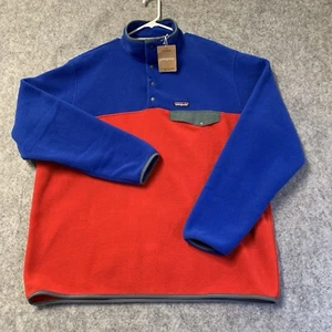 Patagonia Synchilla Snap-T Mens XXL Red Blue 1/4 Zip Pullover Fleece NWT - Picture 1 of 16