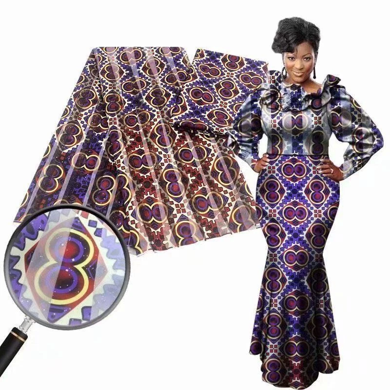 Tela de seda suave Ankara material estampado 3 +3 yardas 6 yardas por pieza Foto 1 de 1