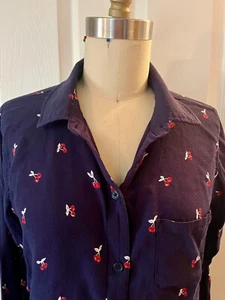 *RAILS* KATIE Navy Cherries Print Button Up Blouse XS EUC Rayon - Bild 1 von 6