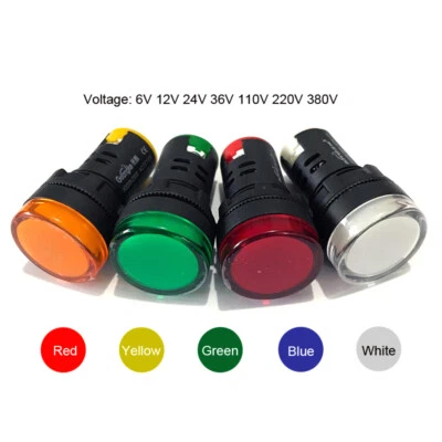 LED Pilot Panel Indicator Signal Warning Light Lamp AC/DC 6/12/36/110/220/380V - Image 1 of 4