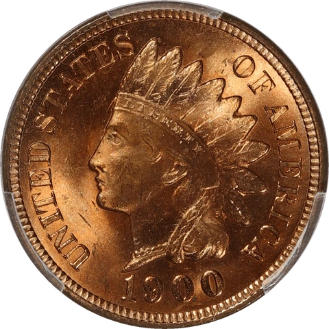 1900 Indian Head Cent 1c, PCGS MS 66 RD Cover
