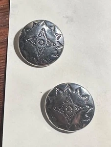 hand stamped vintage silver buttons (2) - Picture 1 of 2