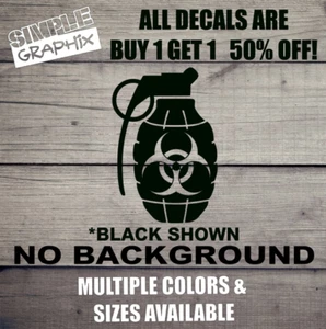 Grenade Bio Hazard Vinyl Decal, Bumper, Sticker, Car, Truck, Windows, Toolbox!!! - Bild 1 von 6
