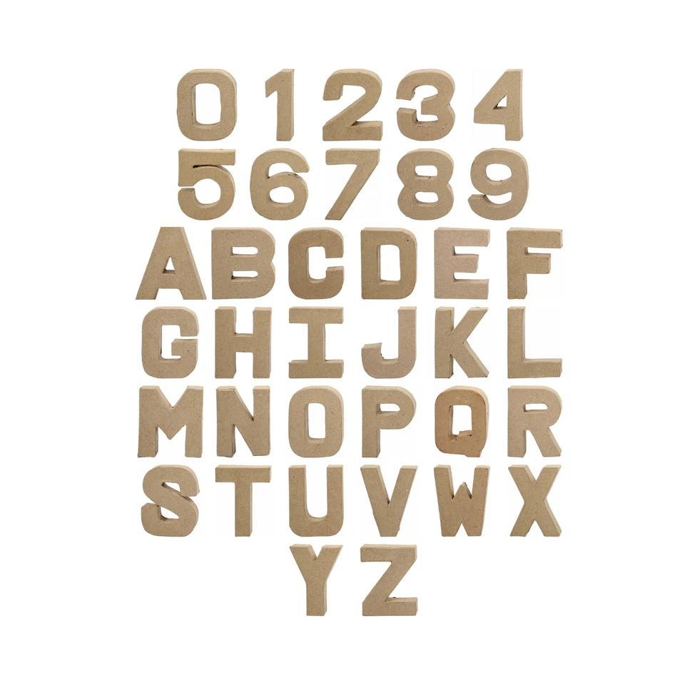 Cartapesta Piccole Lettere/Numeri 10cm Cartone Artigianato Matrimoni Parole