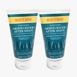 2 Burt's Bees Men's Moisturizer + After Shave W/ Aloe & Hemp Oil~2.5oz
