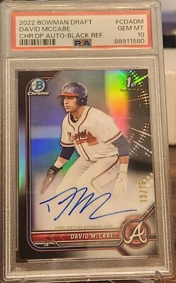 DAVID MCCABE AUTO 1st 2022 Bowman Chrome Draft BLACK REFRACTOR #/75 RC - PSA 10 - Image 1 of 3