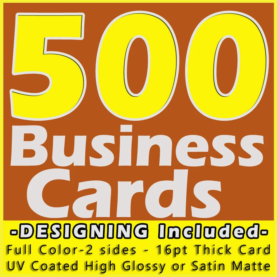 500 Business Cards Full Color 2 Side Printing UV Coated-Free Design - Image 1 of 1