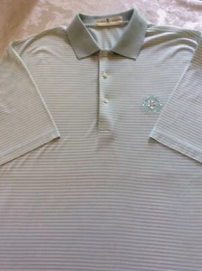 Fairway And Greene Golf Shirt “Oakland Hills” Logo Size L Mint Green Stripe - Picture 1 of 4