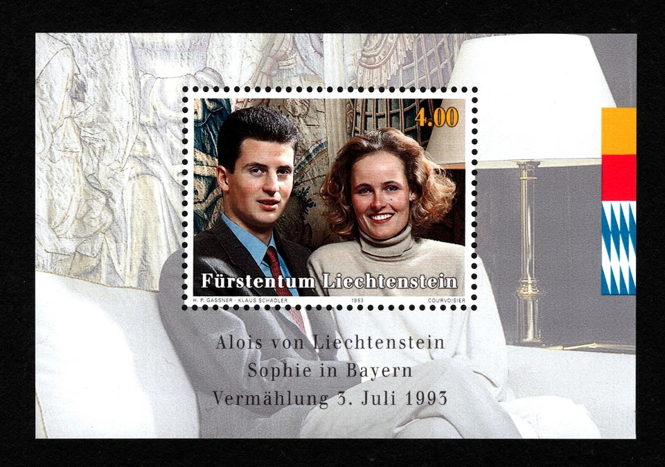 OPC 1993 Liechtenstein casamento real S/S Sc#1005 MNH 49800b - Imagem 1 de 1