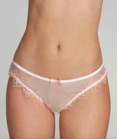 AGENT PROVOCATEUR SEXY MAYBELLE WHITE/PEACH BRIEF SIZE 2 SMALL UK 8 BNWT