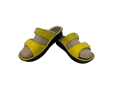 Alegria Karmen Slide Sandals Women Yellow Leather Comfort EU 38 (US 8-8.5) D52 — 第 1/4 张图片