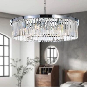 Crystal Chrome Chandelier Modern Lighting Pendant Light Fixture 2-Tier (21.6" W) - Picture 1 of 8