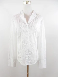 BONITA Vintage Langarm Bluse weiß bestickt Rüschen Shirt Damen Gr. XL BH12 - Bild 1 von 10
