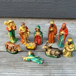 Vtg 1970s Sears - Japan Made - 10 Pc - Nativity Colorful 5" Figurines - Picture 1 of 10