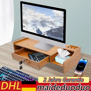 Monitorständer Schreibtischaufsatz Holz Bildschirm Monitorerhöhung Mit Schublade - Bild 1 von 21