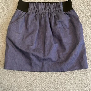 ZARA WOMAN Mini Skirt Women Blue Wide Elastic Waist Pleated with Pockets Small - Picture 1 of 7
