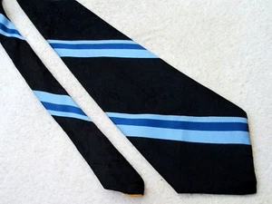 VINTAGE BLUE STRIPED PAISLEY R TO L 4 INCH polyester NECKTIE tie by FORTUNE - Picture 1 of 5